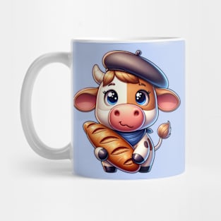 French Cow with Baguette Mug